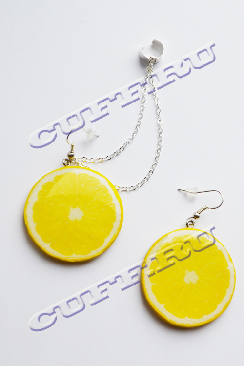 Кафф и серьга Лимонное солнце